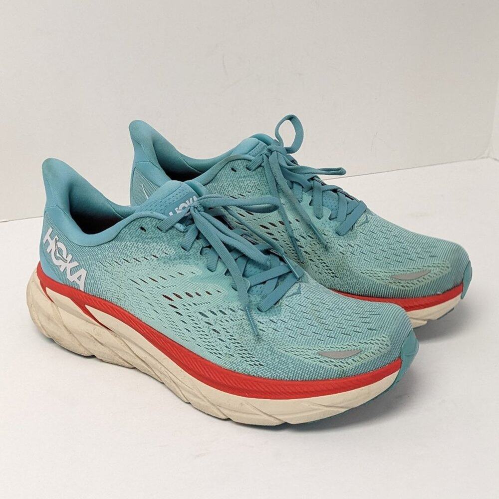 Hoka One One Clifton 8 Running Shoes, Aqua, Women's 9.5 M